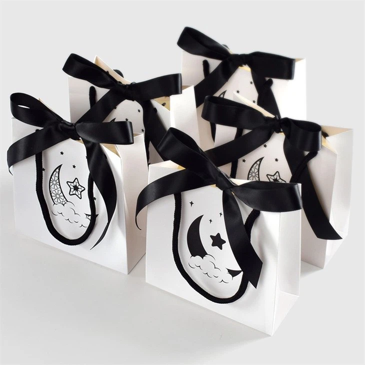 Simple White Star Moon Large Bow Mini Tote Bag