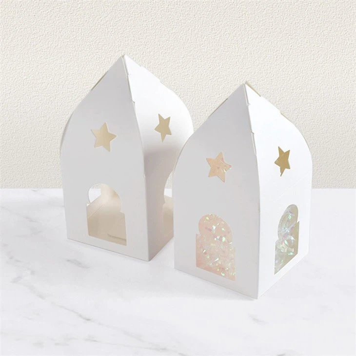 White Openwork Stars Moon Transparent Window Folding Carton